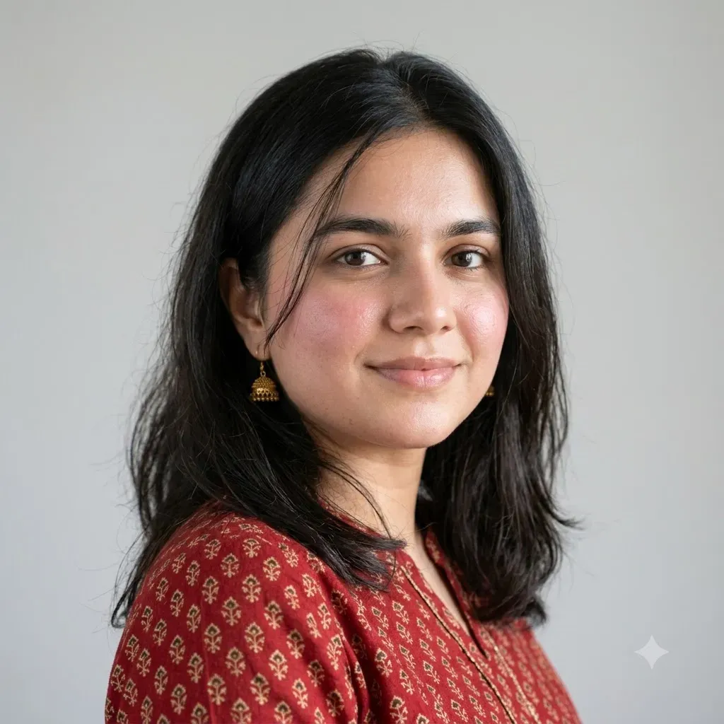 AI-generated image of Rutu in a three-quarter portrait